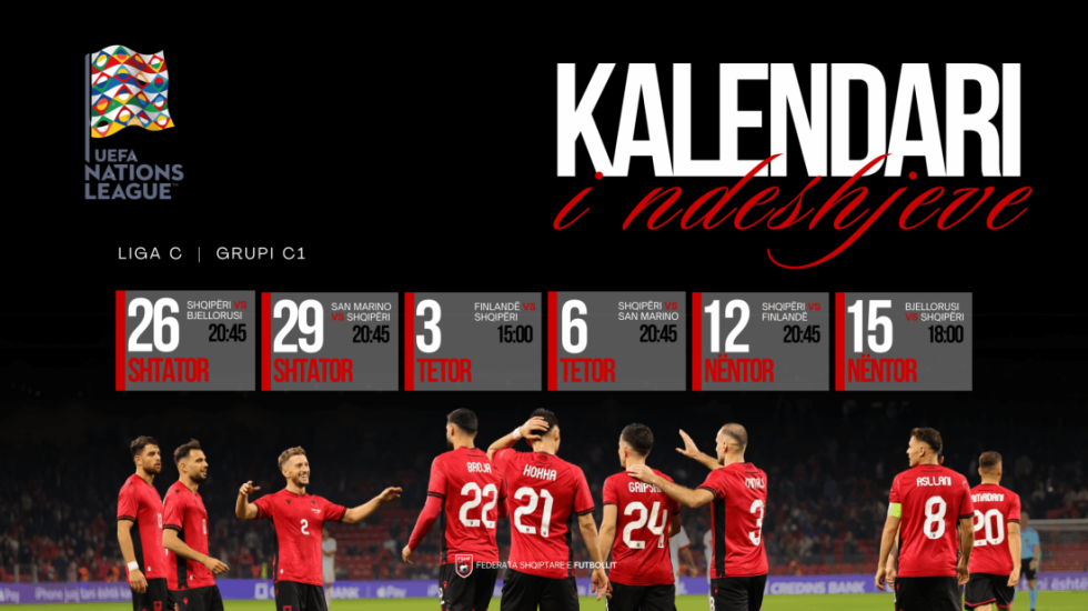 Nations League: Sfida e parë më 26 shtator, Kombëtarja e nis dhe e mbyll kundër Bjellorusisë