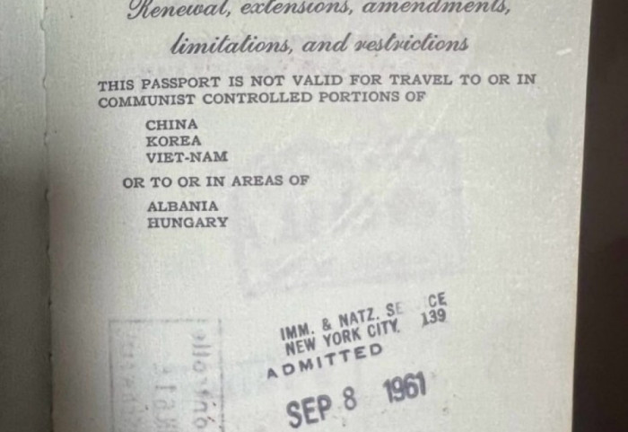 Shqipëria, tokë e ndaluar! Pasaporta amerikane e 1960 tregon botën e ndarë në dy kampe