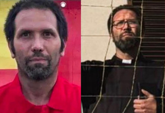 U maskua si prift për të ndjekur ndeshjen, trajneri i pezulluar jep udhëzime mbi një shkallë pranë fushës